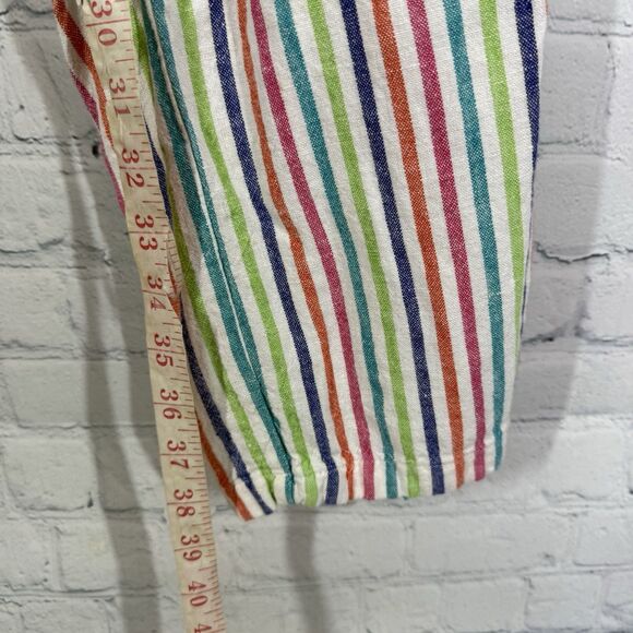 By Cynthia Pants Large Pull On Linen Blend Striped Waist Pockets Resort Cottage - Picture 5 of 11